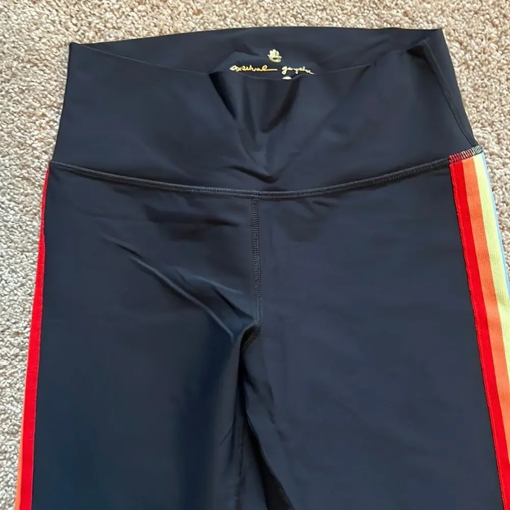 Spiritual Gangster Rainbow Striped Leggings Size M - Picture 3 of 8